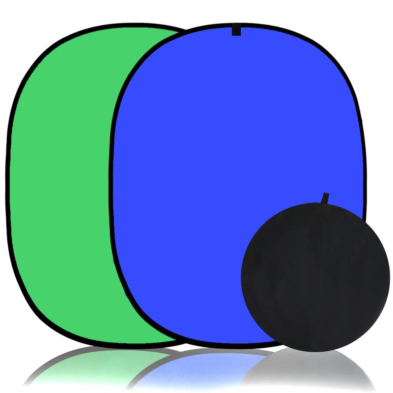 Koopro 5â€™Ã—7â€™ Collapsible Twist Background Double-Sided Pop Up Flex Backdrops Chroma Blue & Green Portrait Screen Professional Video Photography and Television Studio Props with Carrying Case - Image 1